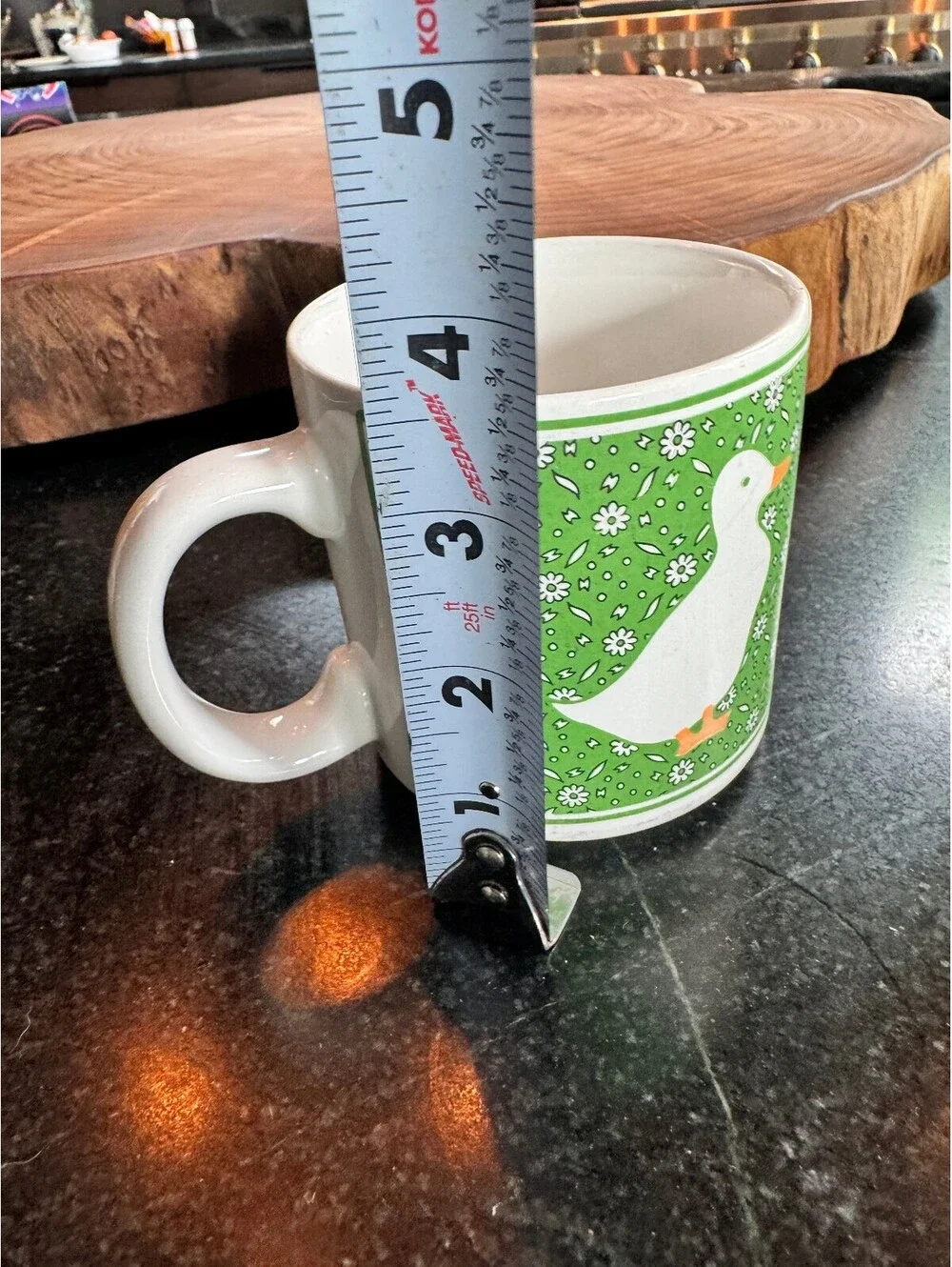 Vintage 1980s JSNY Country Calico Duck Mug Green Farmhouse Core